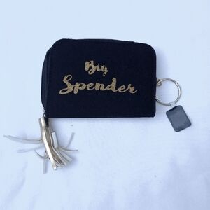Black and Gold Keychain Pouch Wallet Big Spender Everyday Gift Birthday Casual